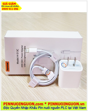 Hammer SN-H-S13C /Sạc di động 20W USB-C Power Adaptor, USB-C Lightning Cable (Cáp 1m) /BH 03tháng